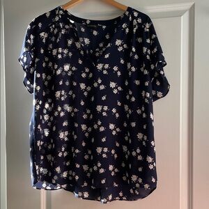 Banana Republic Navy Floral Women's Top